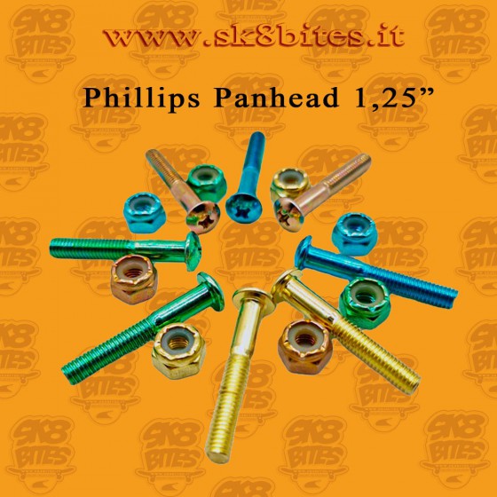 Colored Anodized  Panhead Phillips Multicolor Nuts and Bolts 1,25" Black Viti e Dadi Brugola Longboard Skateboard Hardware