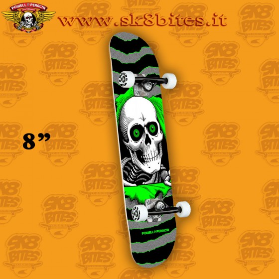 Powell Peralta Ripper One Off Silver/Green 8" Complete Skateboars Street Deck