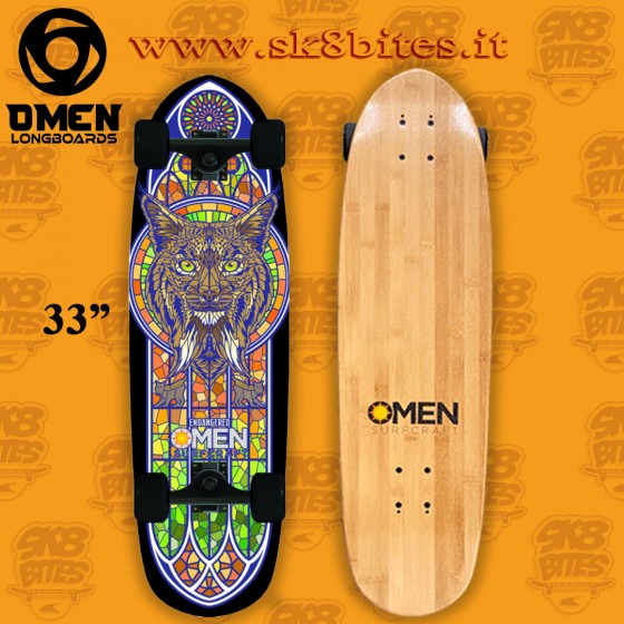 Omen Endangered Lynx 33" Bamboo Skateboard Longboard Freeride Cruising Carving Deck