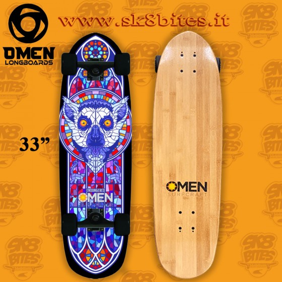 Omen Endangered Lemur 33" Bamboo Skateboard Longboard Freeride Cruising Carving Deck