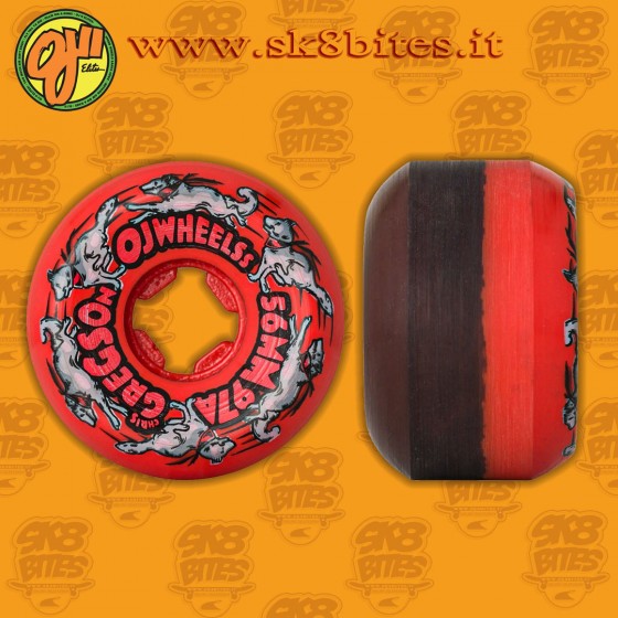 OJ Wheels Gregson Masher II 50/50 Split Elite Red Black Mini Combo 56mm 97a Ruote Skateboard Street Pool