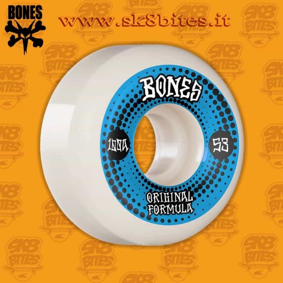Bones Wheels 100's Original Formula Sidecut V5 53mm 100a White Skateboard Street Pool Wheels