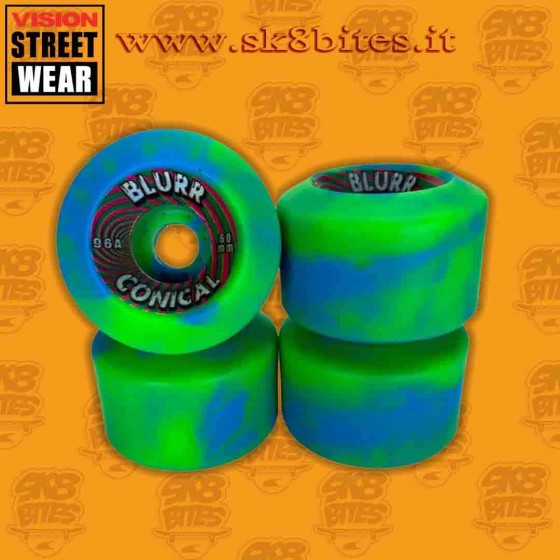 Vision Blurr Reissue Green Blue Swirl 60mm 96a Skateboard Surfskate Cruising Wheels