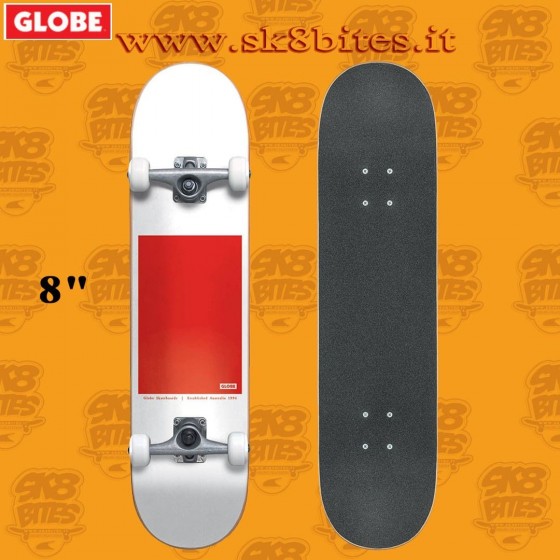 Globe G0 Block Serif White Red 8″ Tavola Completa da Skateboard Bambino